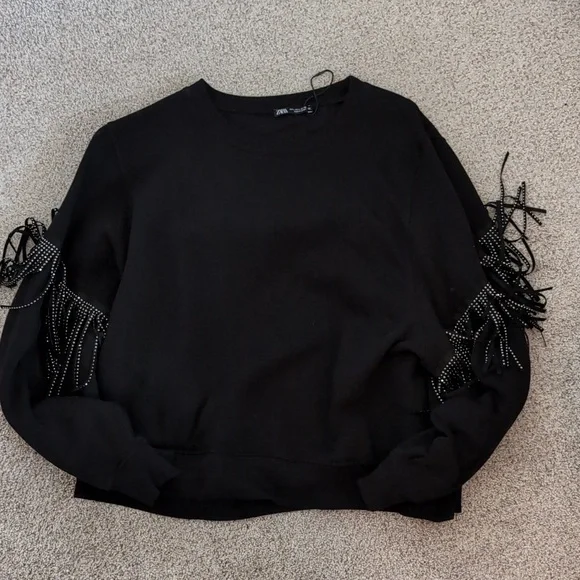 Zara Rhinestone Fringe Sweatshirt - Picture 1 of 5